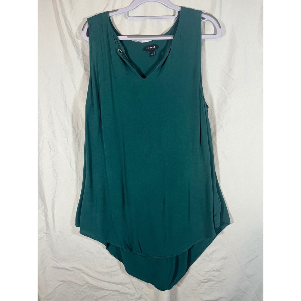 Torrid Sleeveless V Neck Tunic Top Teal Green‎ Size 2
